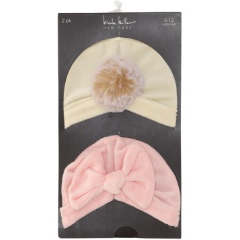 Nicole Miller Girls Pink/Cream Beanie Hat