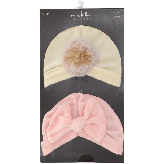 Nicole Miller Girls Pink/Cream Beanie Hat