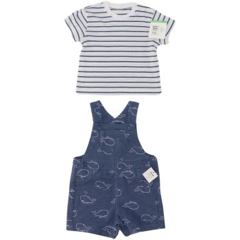 Little Me Boys Blue/White Casual Set