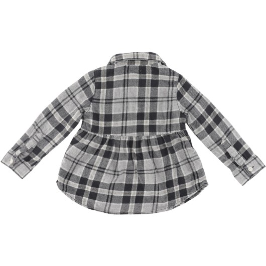 Cat & Jack Girls Grey/Black Plaid Shirt