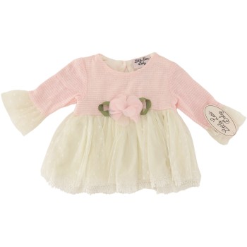 Little Lass Girls Pink/Cream Dress