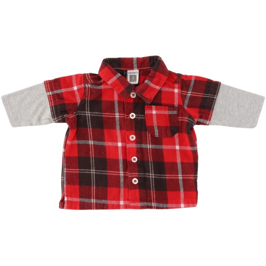 Carter's Gender Neutral Red/Black Plaid Shirt