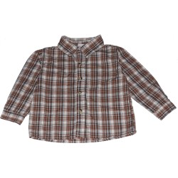 Nannette Boys Brown Plaid Shirt