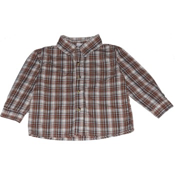 Nannette Boys Brown Plaid Shirt