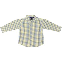 Nautica Boys Blue/Yellow Button Plaid Shirt
