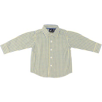 Nautica Boys Blue/Yellow Button Plaid Shirt