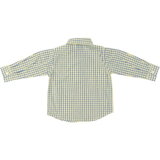 Nautica Boys Blue/Yellow Button Plaid Shirt