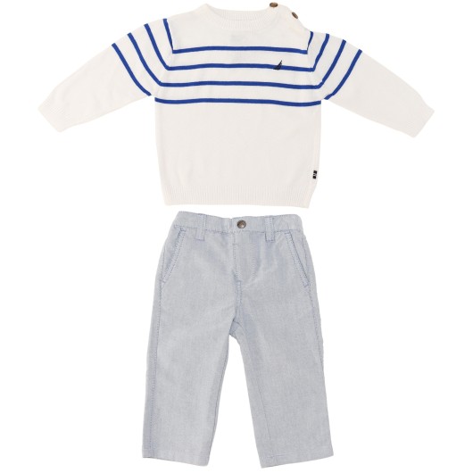 Nautica Boys White/Blue Casual Set