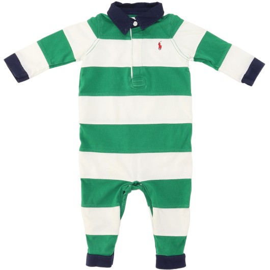 Ralph Lauren Boys Green/White Romper